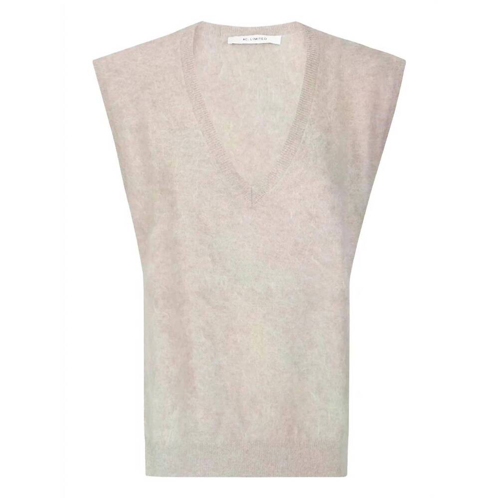 NEW ABSOLUT CASHMERE women's miriam sleeveless v-neck sweater in chestnut